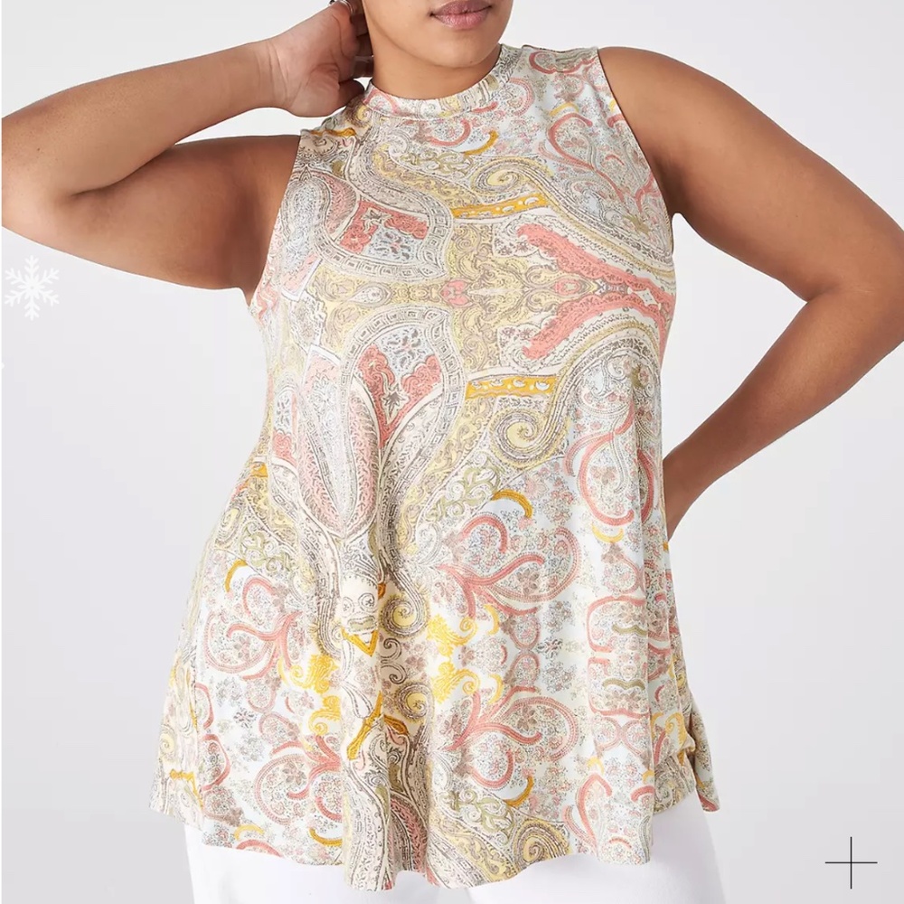 Lane Bryant- Modern Slub Swing High-Neck Straight-Hem Tunic Tank Top, Size 18/20